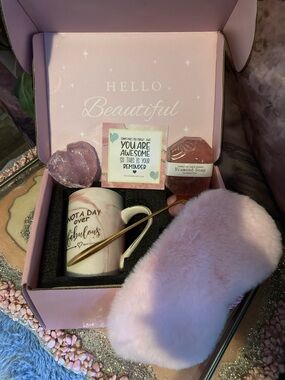 Source Unknown Pink Marble Mug & Gold Spoon Gift Set